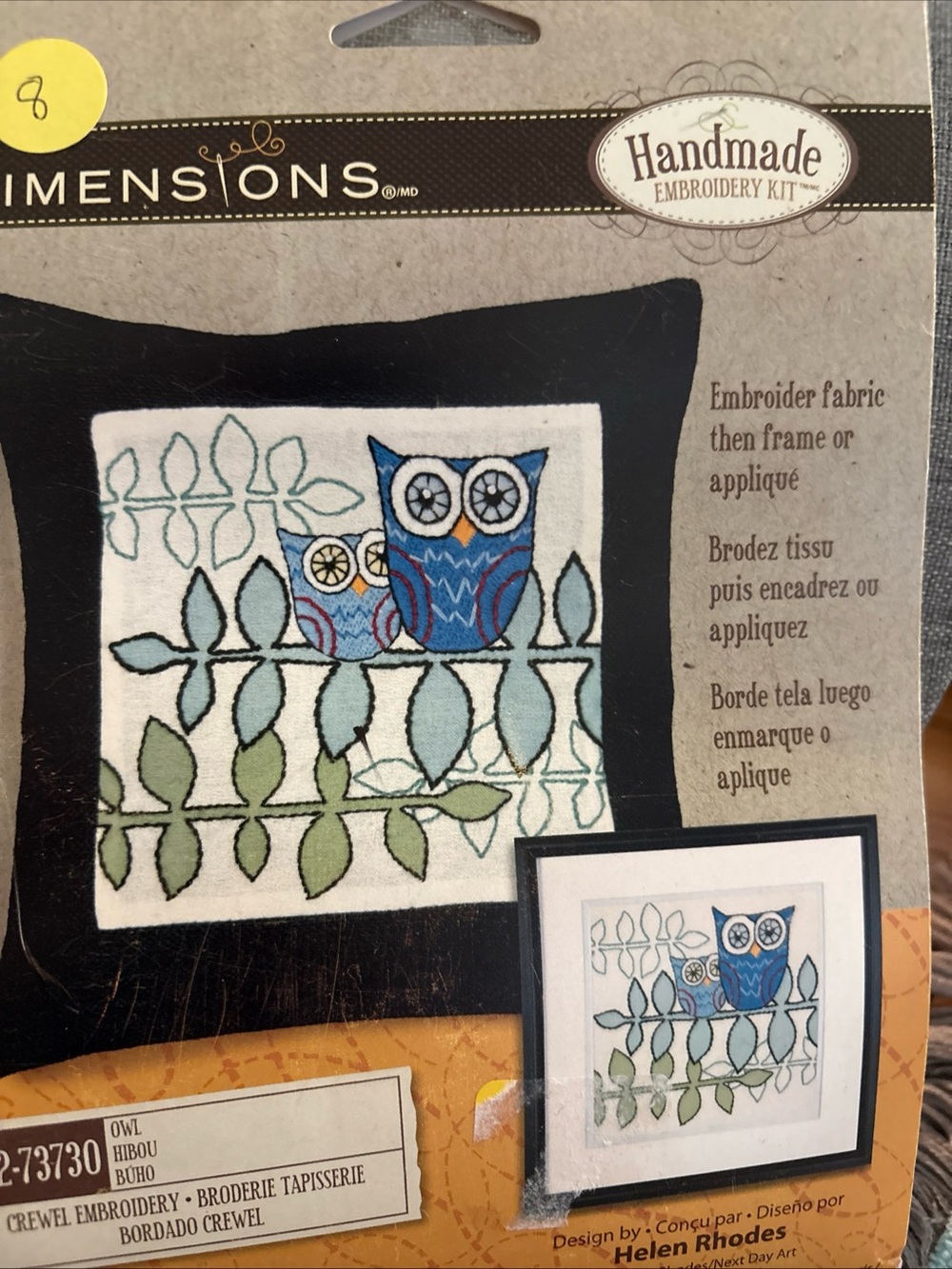 Dimensions Handmade Owl Embroidery Kit - Blue and Green